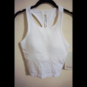White Ebb To Street Racerback Crop Tank Top